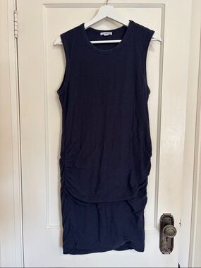 James Perse Navy Sleeveless Ruched Tank Dress